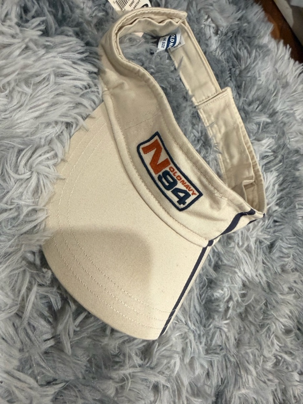 Old Navy Cream Visor with Navy & Orange N94 Patch
